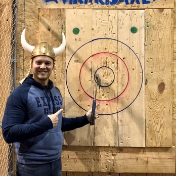 Viking's Axe - Obligatory first "Bullseye" photo. - Axe Throwing Near Me - Fort Mill, South Carolina Viking's Axe - Obligatory first "Bullseye" photo. - Axe Throwing Near Me - Fort Mill, South Carolina