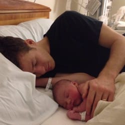Central Park Midwifery - Daddy and baby, hours after birth.
