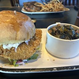 Mahi fish, collard greens