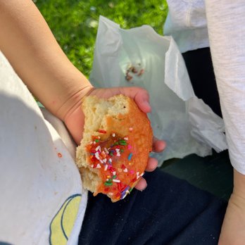 M J's Donuts - Pink Sprinkle donut devoured in seconds. - Donuts Near Me - Placentia, California M J's Donuts - Pink Sprinkle donut devoured in seconds. - Donuts Near Me - Placentia, California