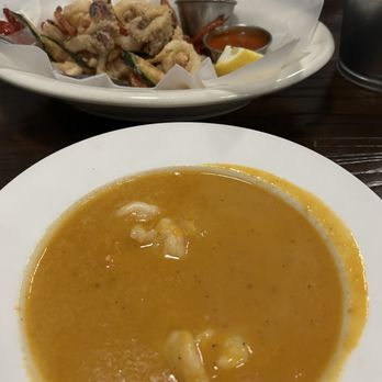 Piacere Mio - Delicious lobster bisque & fried calamari with fried peppers & zucchini and two sauces to enjoy. - Italian Near Me - Forest Park, Illinois Piacere Mio - Delicious lobster bisque & fried calamari with fried peppers & zucchini and two sauces to enjoy. - Italian Near Me - Forest Park, Illinois