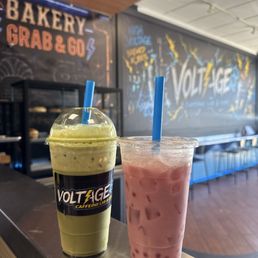 Matcha with cold brew and cherry Matcha with cold brew and cherry