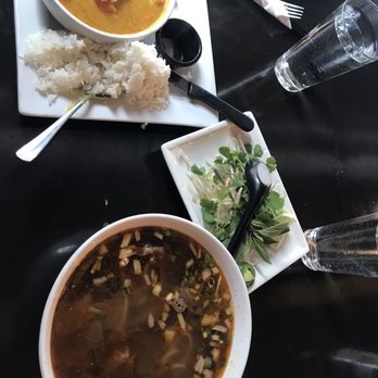 Pho Nouveau - Vietnamese Curry with chicken and jasmine rice (top) and Spicy Soup, Vietnamese style with no pork meatloaf (bottom) - Vietnamese Near Me - Boise, Idaho Pho Nouveau - Vietnamese Curry with chicken and jasmine rice (top) and Spicy Soup, Vietnamese style with no pork meatloaf (bottom) - Vietnamese Near Me - Boise, Idaho