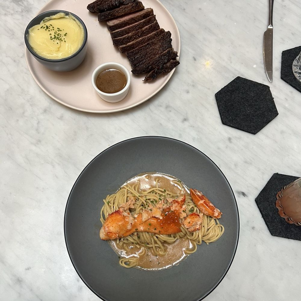 Aged steak and lobster pasta Aged steak and lobster pasta