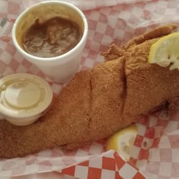 I tried the whole fried catfish and the red beans and rice it was delicious. It was seasoned just right.