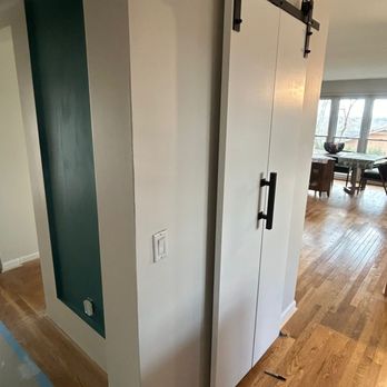 Jda Home Services - Installed a sliding pantry door with sleek black hardware for a clean, modern finish. - Handyman Near Me - Blacksburg, Virginia Jda Home Services - Installed a sliding pantry door with sleek black hardware for a clean, modern finish. - Handyman Near Me - Blacksburg, Virginia