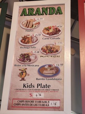 Menu photo 4 Taco Aranda Austin, TX