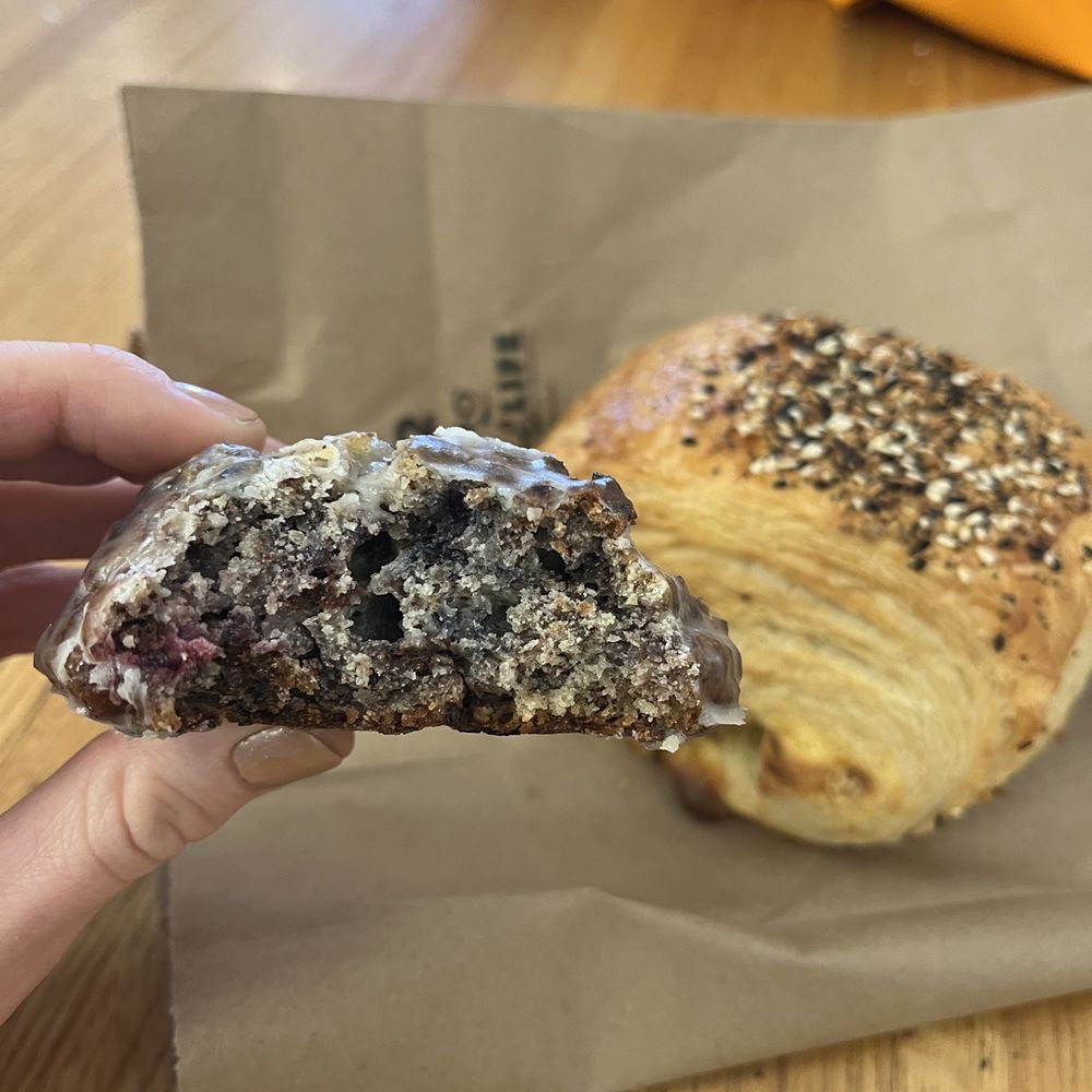 Cornerstone Bakery - Blackberry chocolate scone and croissant - Bakeries Near Me - Truckee, California