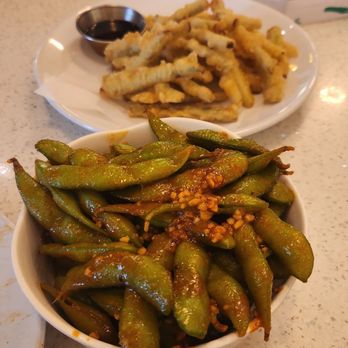 Okawa Sushi & Grill - Spicy edemame and tempura asparagus - Japanese Near Me - Modesto, California Okawa Sushi & Grill - Spicy edemame and tempura asparagus - Japanese Near Me - Modesto, California