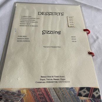 Imbayah Restaurant - Menu 4: 5/2023. - Hotels & Travel Near Me - Banaue, IFU