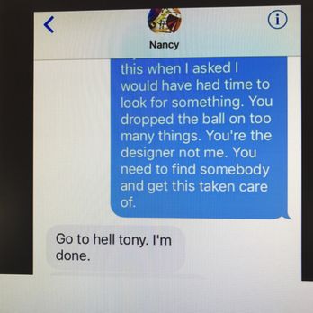 Nancy Interiors - Text from this designer telling me to go to hell after being questioned about not doing her job. - Interior Design Near Me - Whitestone, New York