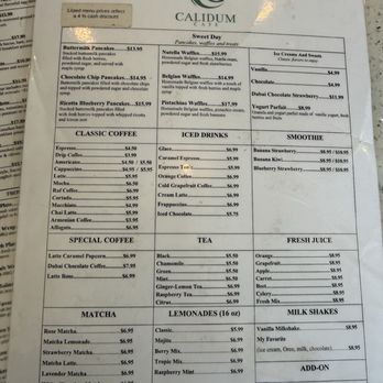 Calidum Cafe - Menu August 2026 - Cafes Near Me - Burbank, California