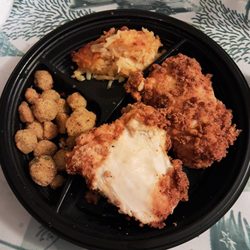 Second plate had the skin off of 1 piece of chicken.  No biscuits for either order.