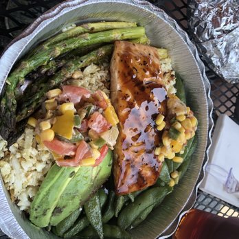 Sunshine Grille - Salmon teriyaki salad - New American Near Me - Fork, Maryland Sunshine Grille - Salmon teriyaki salad - New American Near Me - Fork, Maryland