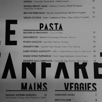 Le Fanfare - MENU - Italian Near Me - Brooklyn, New York
