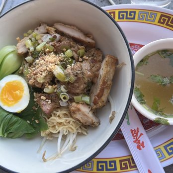 Miss Phay Cafe - BA MHEE (GAI YANG) Contains peanuts Egg noodle, grilled chicken, 6-minute egg, bok choy, bean sprouts. - Asian Fusion Near Me - Davenport, Iowa Miss Phay Cafe - BA MHEE (GAI YANG) Contains peanuts Egg noodle, grilled chicken, 6-minute egg, bok choy, bean sprouts. - Asian Fusion Near Me - Davenport, Iowa