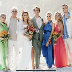 Kim's Expert Alterations - My dress in the blue and husband's suit next to bride