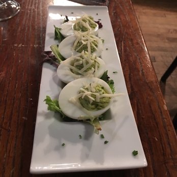Rapture - Deviled eggs with collard green pesto, very interesting flavor - New American Near Me - Charlottesville, Virginia Rapture - Deviled eggs with collard green pesto, very interesting flavor - New American Near Me - Charlottesville, Virginia