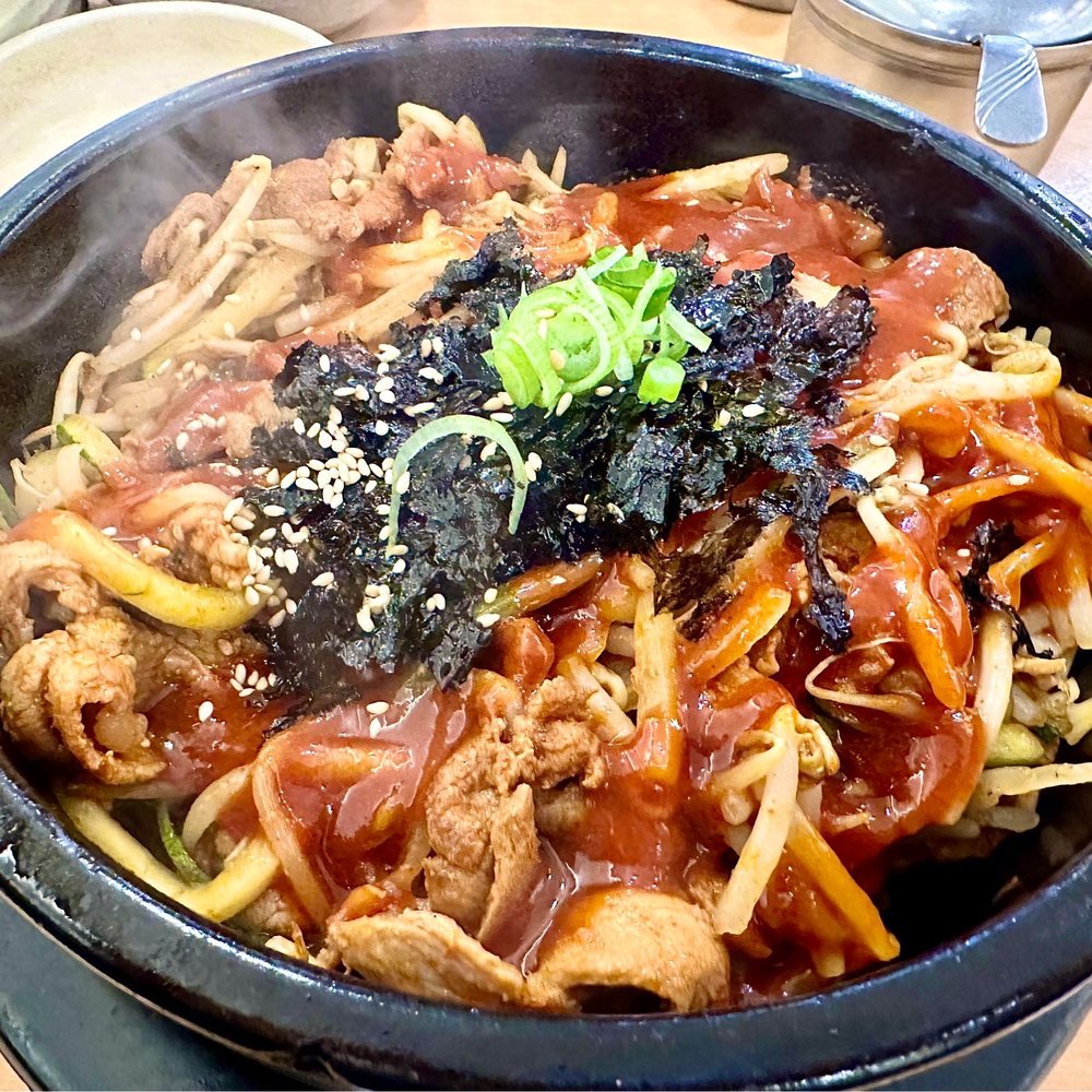 Kimbap Cheonguk - Stone Pot Rice and Pork with generous amounts of everything! - Sushi Bars Near Me - Coquitlam, British Columbia Kimbap Cheonguk - Stone Pot Rice and Pork with generous amounts of everything! - Sushi Bars Near Me - Coquitlam, British Columbia
