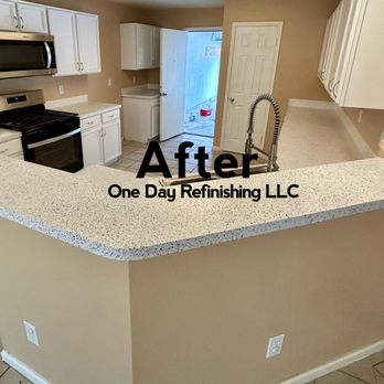 One Day Refinishing - Kitchen counter top refinishing service in Houston, TX---One Day Refinishing LLC---Before/After - Refinishing Services Near Me - Humble, Texas