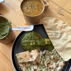 Kerala Kitchen - Palak paneer, garlic naan and tadka daal