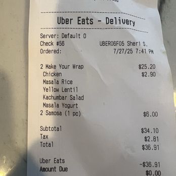 Bol - Receipt - Salad Near Me - Houston, Texas