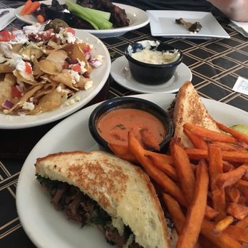 J Timothy's Taverne - Short Rib Grilled Cheese -  provolone, caramelized onions, spinach on white w/ creamy vodka sauce.  Delicious! - American Near Me - Plainville, Connecticut