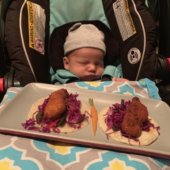 Cascabel - In this photo sits the fried chicken tacos and baby Ethan - Cocktail Bars Near Me - Los Angeles, California