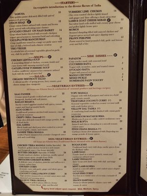 Menu photo 2 Aabha Indian Cuisine Carmel, CA Menu photo 2 Aabha Indian Cuisine Carmel, CA
