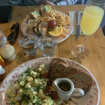 Plain Jane - Warm Orzo Salad (6 out of 10), Mango Mimosa, and Chicken Artisan Sandwich (7 out of 10) - Breakfast & Brunch Near Me - San Francisco, California Plain Jane - Warm Orzo Salad (6 out of 10), Mango Mimosa, and Chicken Artisan Sandwich (7 out of 10) - Breakfast & Brunch Near Me - San Francisco, California
