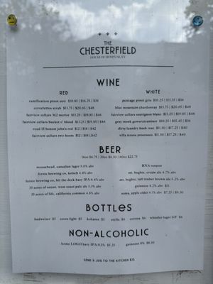 Menu photo 1 Chesterfield Revelstoke, BC Menu photo 1 Chesterfield Revelstoke, BC