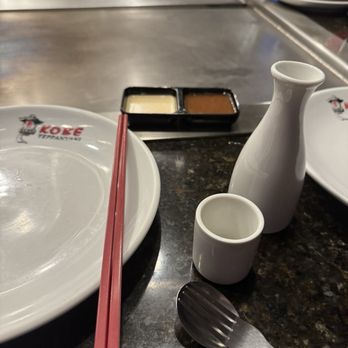 Kobe Teppanyaki - Only one sauce for two people. Hope you like your neighbor! - Japanese Near Me - South Ogden, Utah Kobe Teppanyaki - Only one sauce for two people. Hope you like your neighbor! - Japanese Near Me - South Ogden, Utah