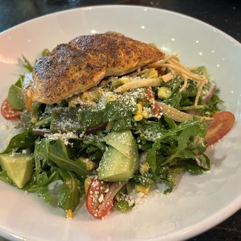 Elements Restaurant - Corn poblano salad add salmon - New American Near Me - Logan, Utah