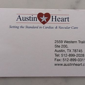 Austin Heart South - Business Card with Location and contact information - Cardiologists Near Me - Austin, Texas Austin Heart South - Business Card with Location and contact information - Cardiologists Near Me - Austin, Texas