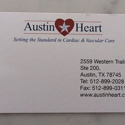 Austin Heart South - Business Card with Location and contact information