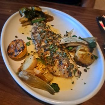North Italia - Branzino with fingerling potatoes and brussel sprouts - Italian Near Me - Tempe, Arizona North Italia - Branzino with fingerling potatoes and brussel sprouts - Italian Near Me - Tempe, Arizona
