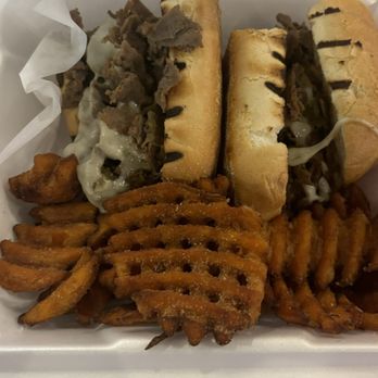 MJs Grill - Philly Cheesesteak and Sweet Potato Waffle Fries - American Near Me - Columbia, South Carolina