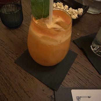 RM 38 - Lotus Blossom. The funk from the Agricole Rum and the fresh pineapple, lime and carrot juice worked perfectly. - Speakeasies Near Me - Honolulu, Hawaii RM 38 - Lotus Blossom. The funk from the Agricole Rum and the fresh pineapple, lime and carrot juice worked perfectly. - Speakeasies Near Me - Honolulu, Hawaii