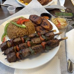 Taste Of Africas - Beef kabobs, jollof rice and plantains