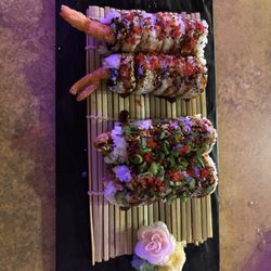 Kabuki Japanese Restaurant - Shrimp Tempura Roll (top) Spider Roll (bottom)