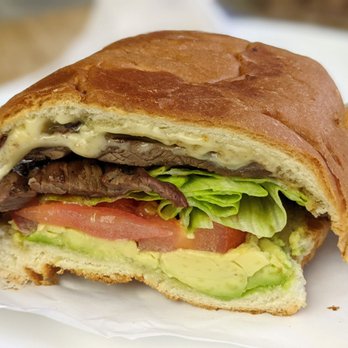 Varsity Burger - Asada Torta, the asada was flame grilled but too tough as 1 giant slab of meat. - Burgers Near Me - Anaheim, California Varsity Burger - Asada Torta, the asada was flame grilled but too tough as 1 giant slab of meat. - Burgers Near Me - Anaheim, California