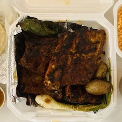#3 Costillas al Carbon - Baby Back Ribs, Rice, Charro Beans, Tortillas & Hot Sauce