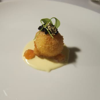 Chez TJ - caviar and fried egg yolk - French Near Me - Mountain View, California