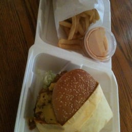 Bad boy burger, fries, and fry sauce Bad boy burger, fries, and fry sauce