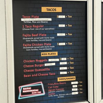 Quesadillas Peke's - Menu as of August 2023 - Mexican Near Me - Bryan, Texas