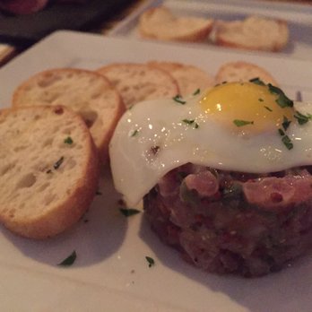 Bevy - Tartare with quail egg. (Lots of mustard seed in this dish) - Cocktail Bars Near Me - Honolulu, Hawaii