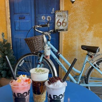BoBaPOP Tea Bar - Milk tea  Strawberry Slush (Medium) Taro Slush (Medium) - Coffee & Tea Near Me - Azusa, California