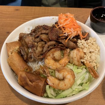 Pho 1 - #96 vermicilli combo with BBQ chicken, Shrimp and eggrolls - Vietnamese Near Me - Vallejo, California Pho 1 - #96 vermicilli combo with BBQ chicken, Shrimp and eggrolls - Vietnamese Near Me - Vallejo, California
