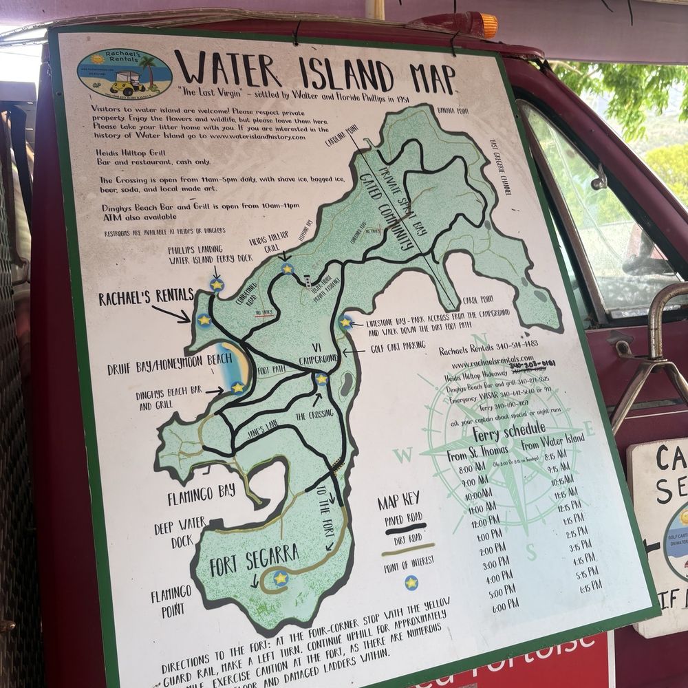Water Island - Map of the island-ya need to rent a golf cart to explore. No vehicles on island. - Beaches Near Me - Virgin Islands, Virgin Islands