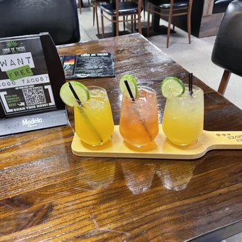 Casa De Tacos Tequila Bar - Margarita flight. Mango, Jolly Rancher Watermelon and pineapple. All three are delicious but I like the pineapple the most. - Tacos Near Me - Matteson, Illinois